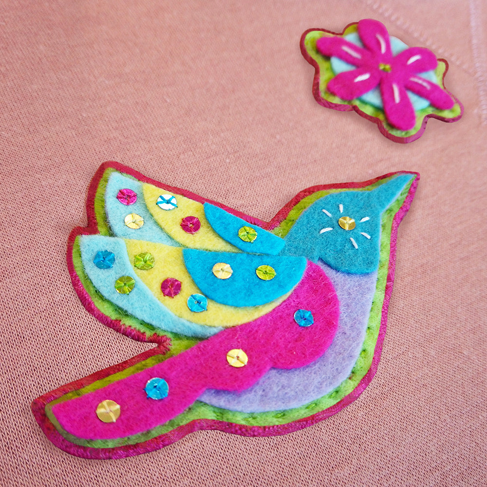 Finished hummingbird and flower patches