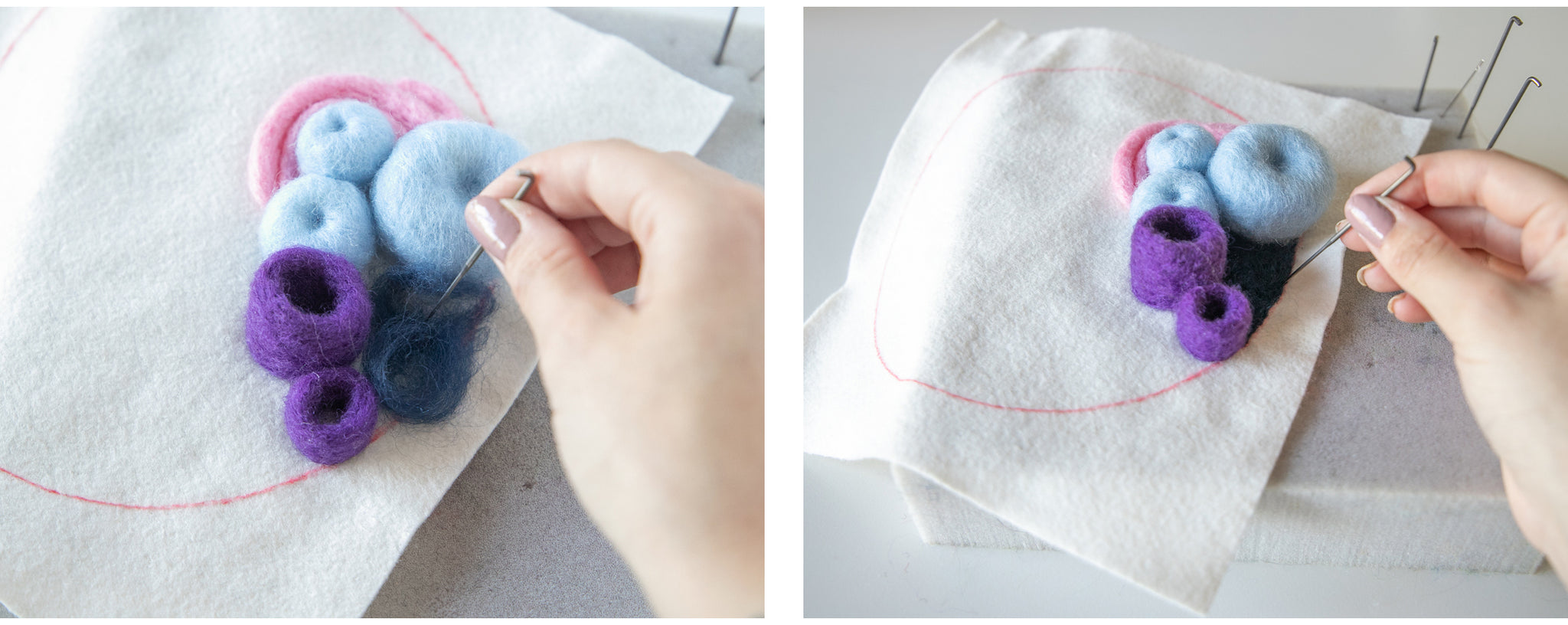 Creating dimension with flat felted surface