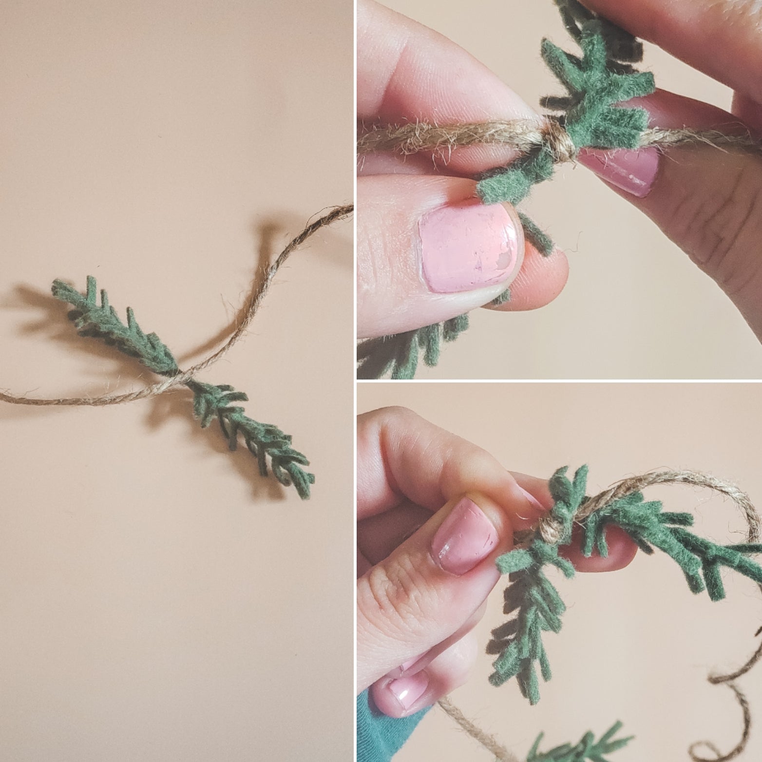 Felt Pinecone Garland Steps 1 and 2