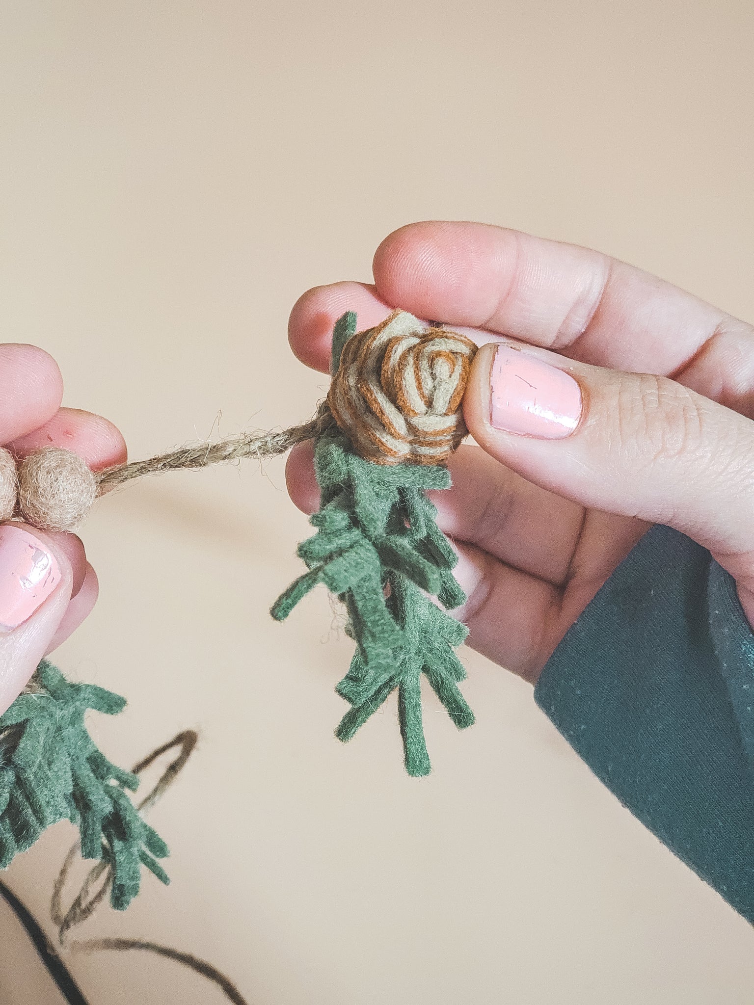 Felt Pinecone Garland Step 9