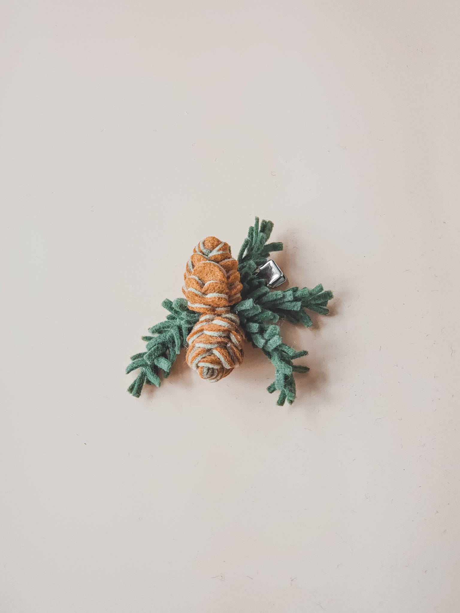 Felt Pinecone Hair Clip Step 4