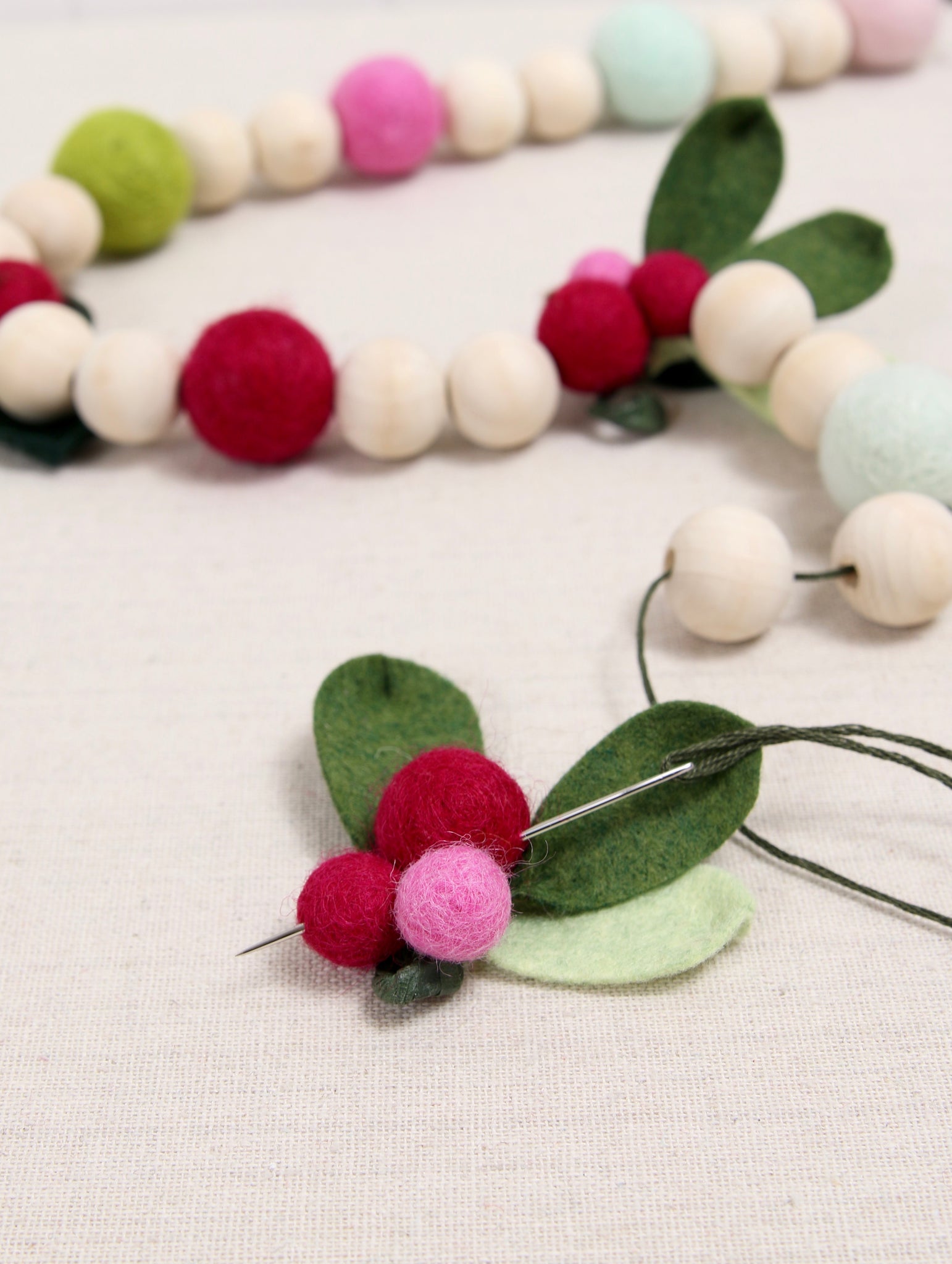 how to string a felt ball garland