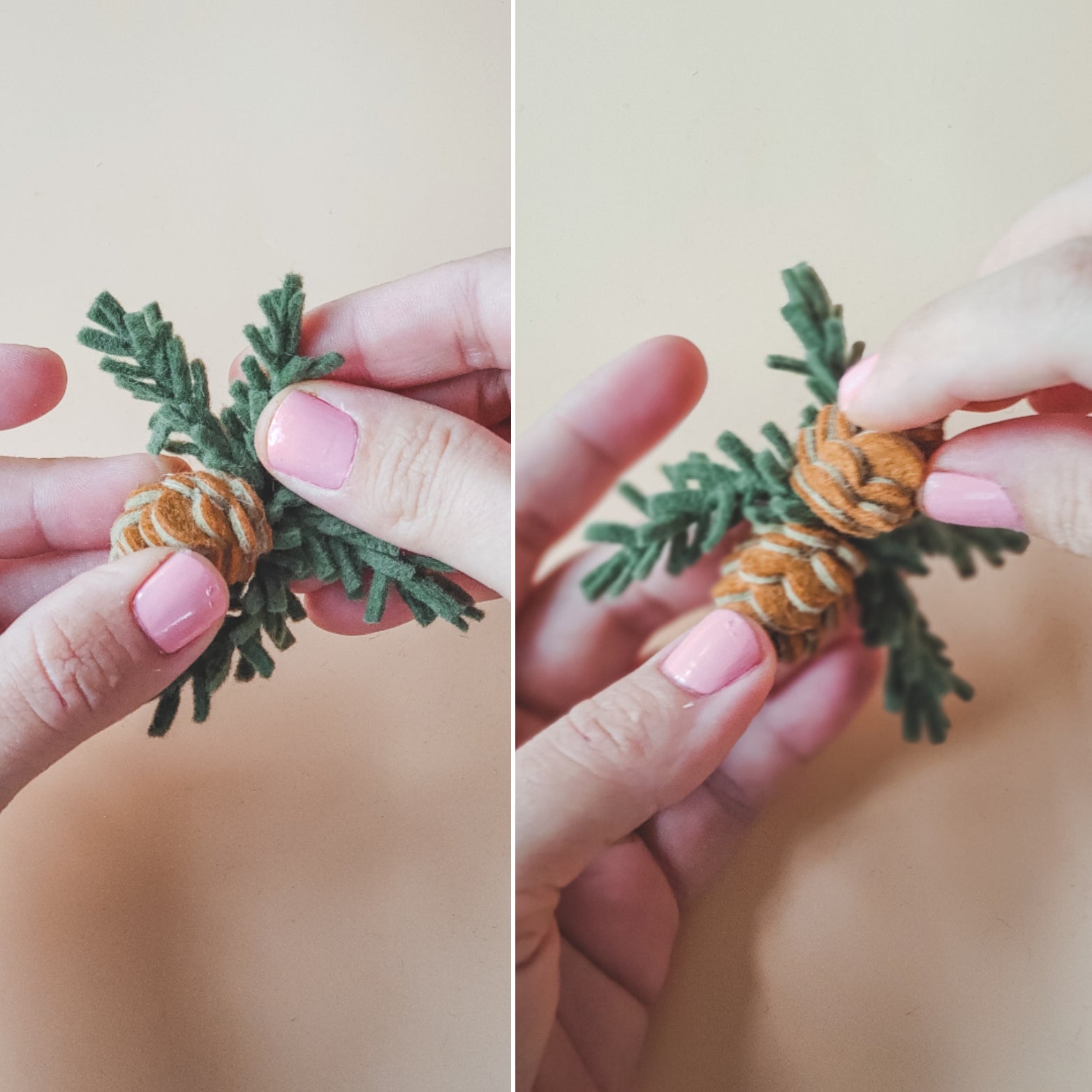 Felt Pinecones Step 18