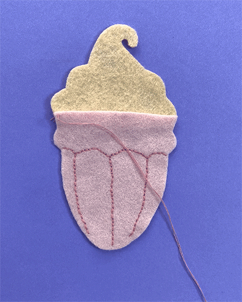 Stitching felt shapes in place