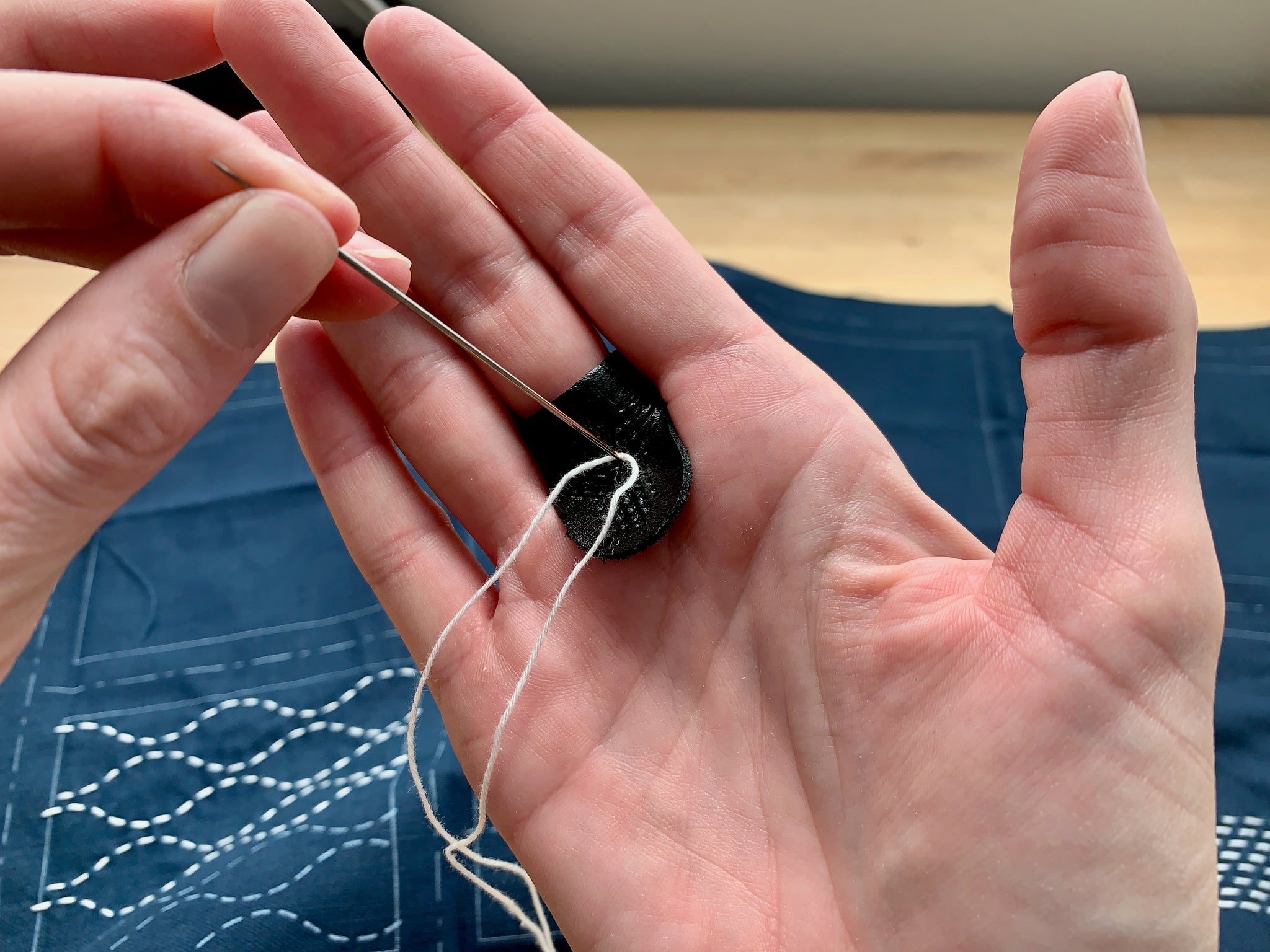 How to Use a Sashiko Thimble - A Threaded Needle