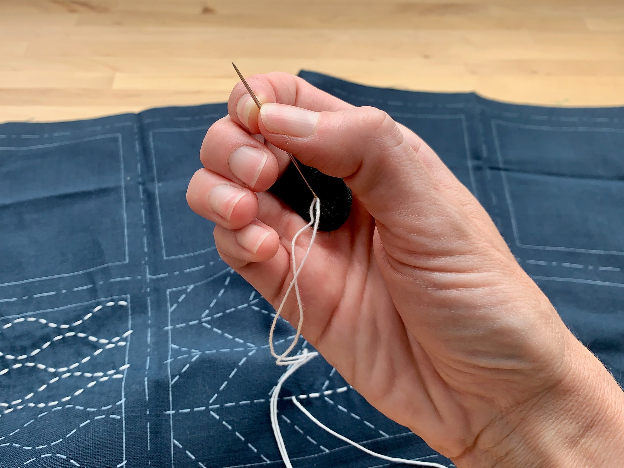 Leather Sashiko Thimble - A Threaded Needle