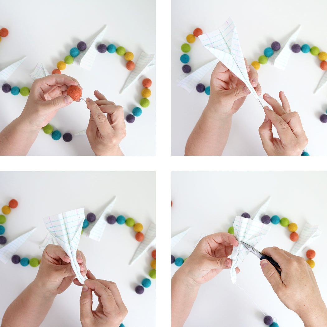 Stringing airplane garland