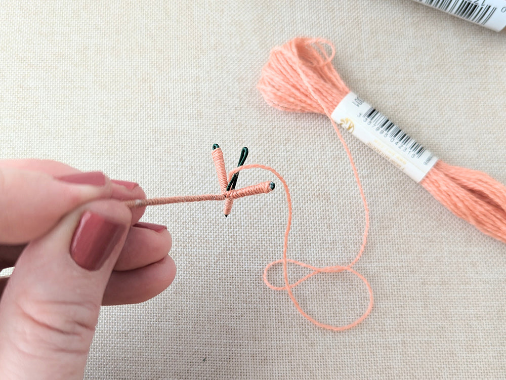 Wrapping wire foot in thread