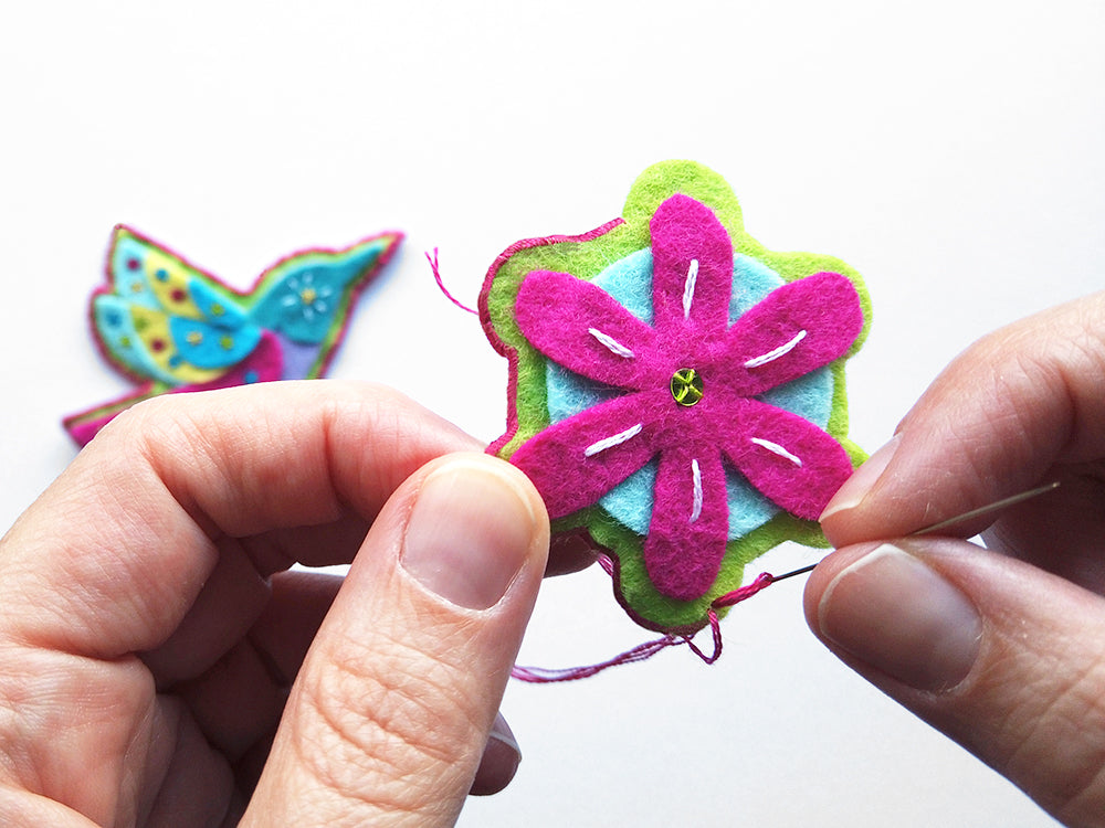 Stitching border around flower