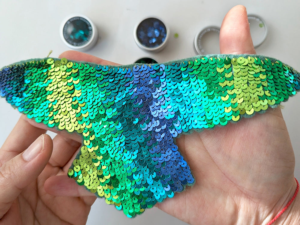 Adding ombre sequins to wings