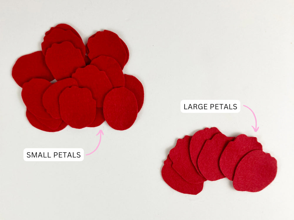 Sorting felt petals by size