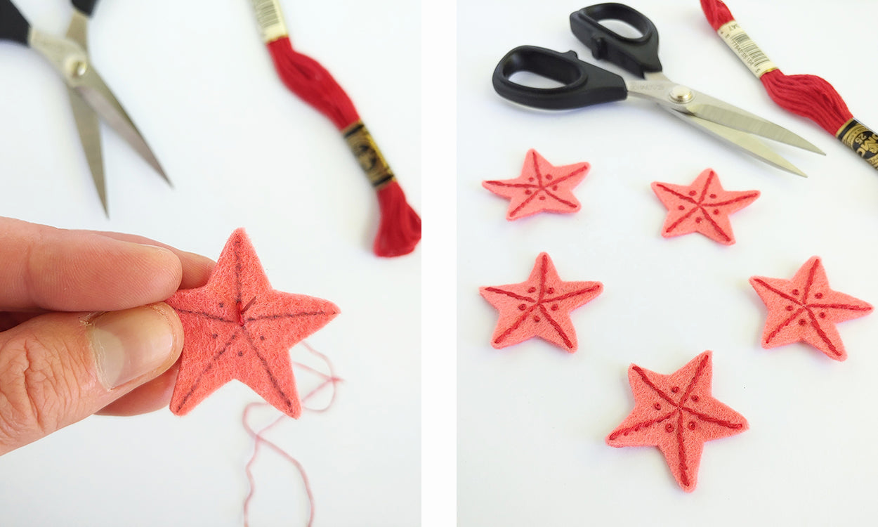 Stitching details on starfish