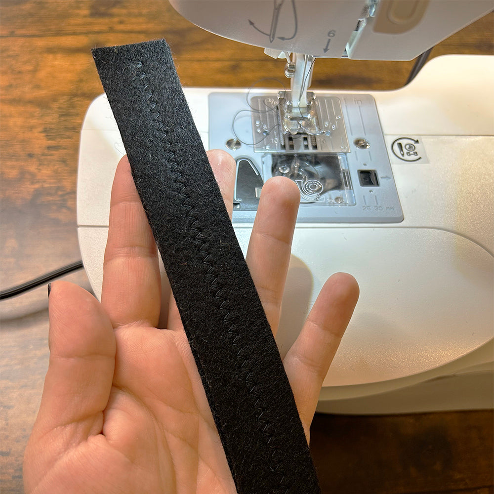 Sewing handle into double thickness