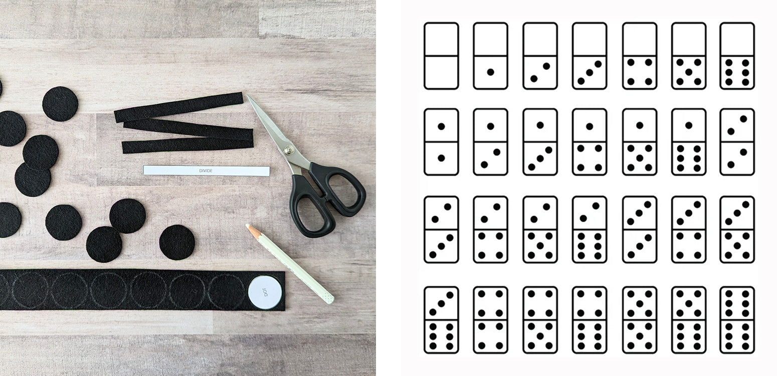 Cutting dots for dominoes