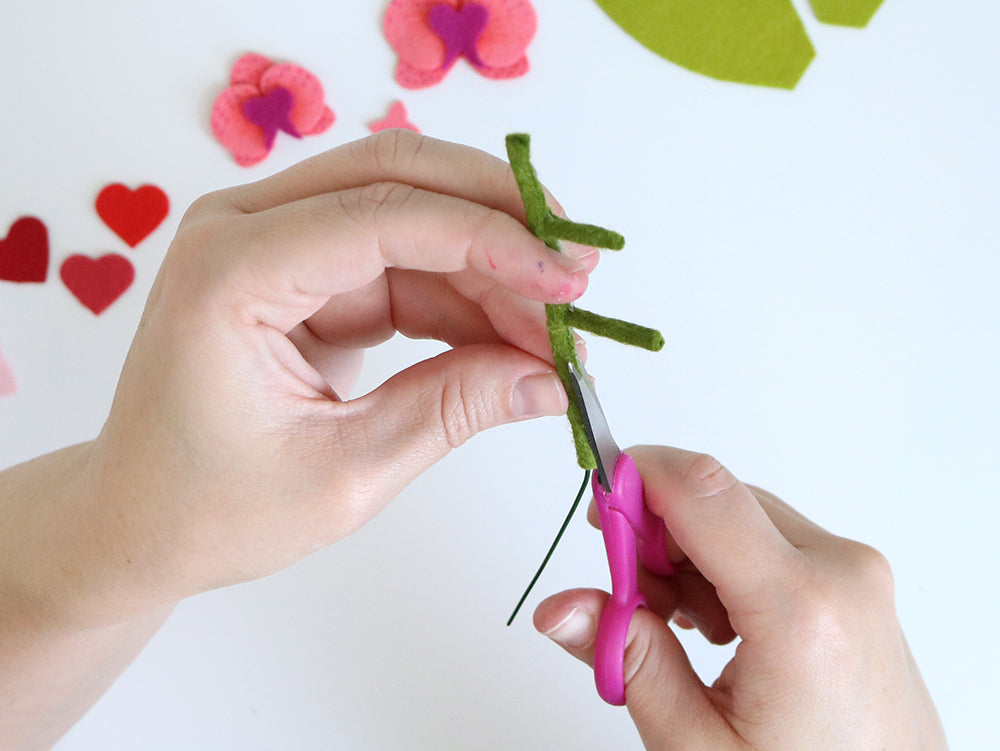 Wrapping large stem in felt