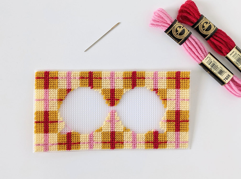 Stitching plaid accents