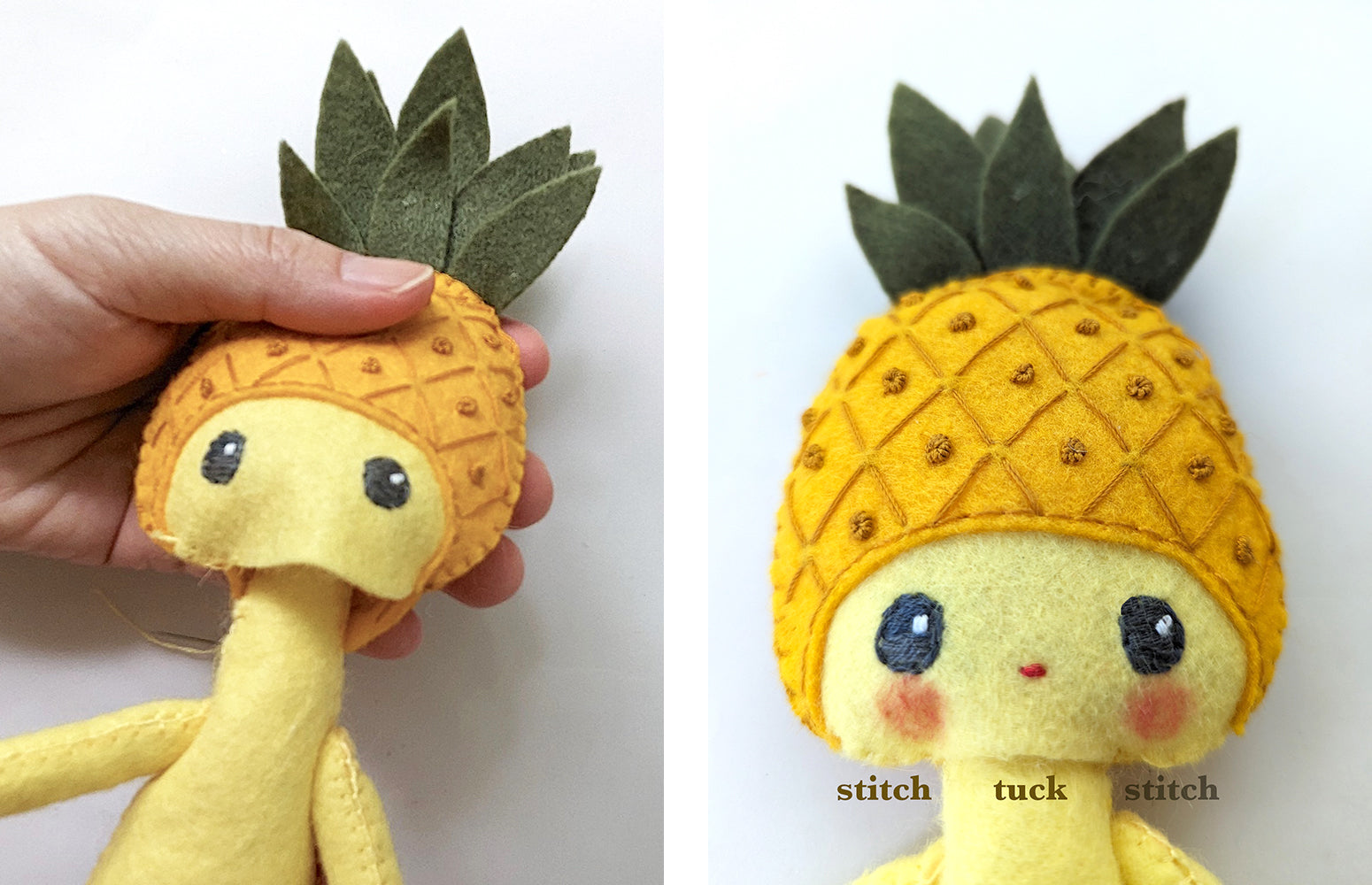 Attaching pineapple head to body