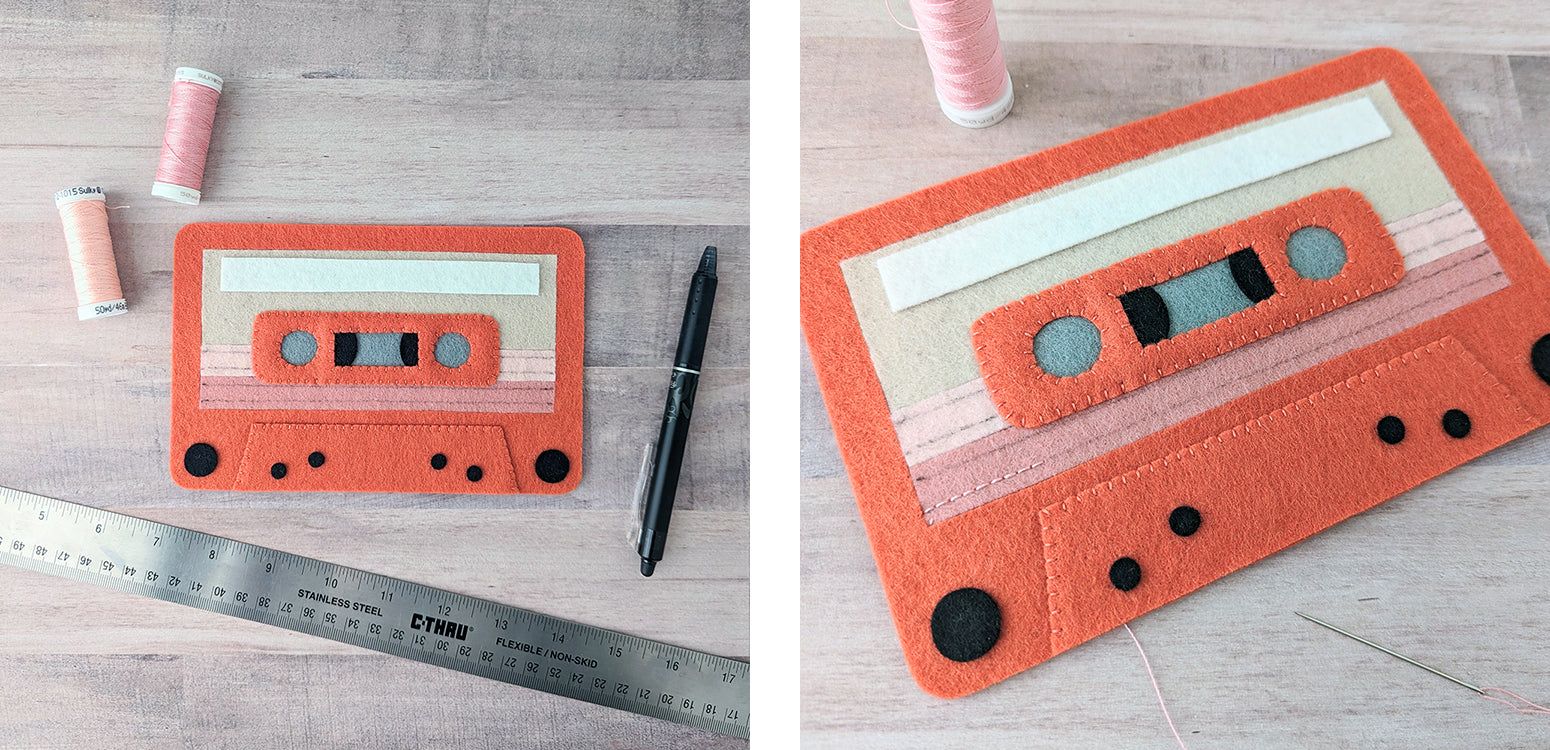 Adding stitched embellishment to cassette stripes