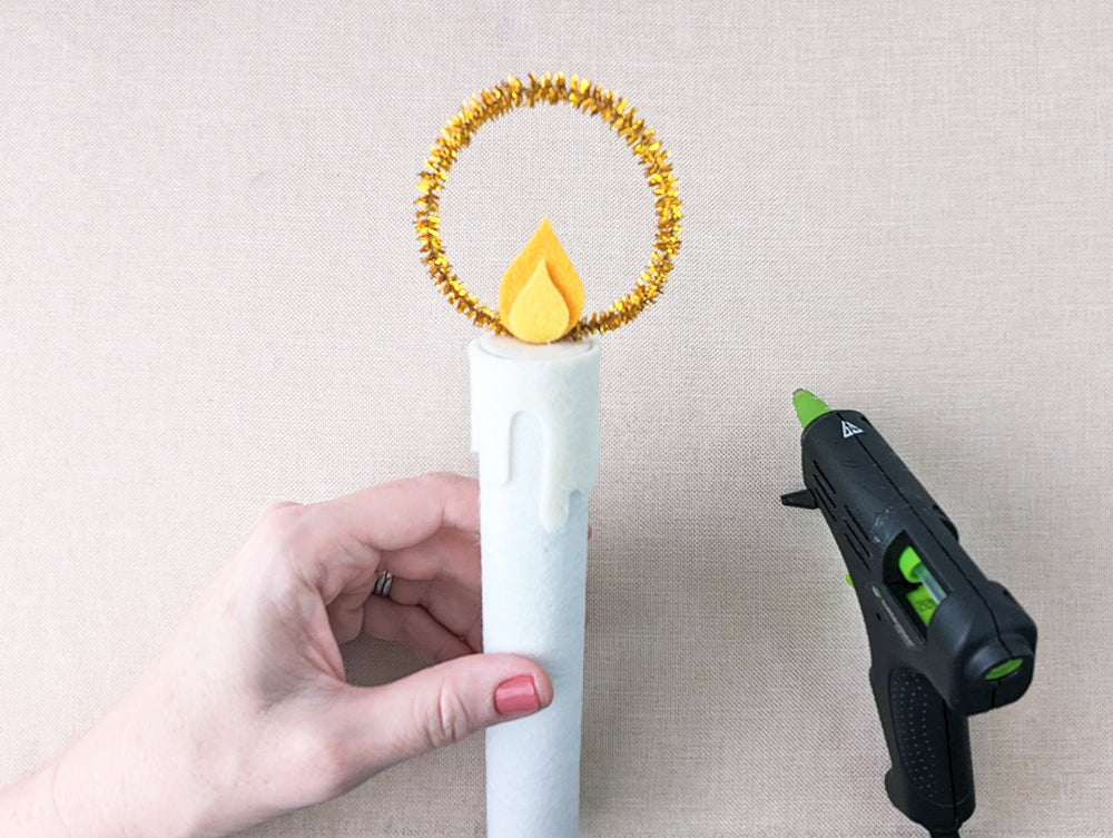 Gluing flame and halo to candle end