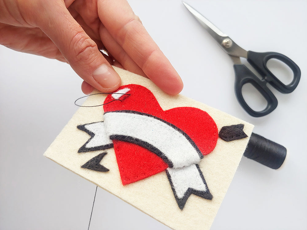 Adding stitching detail to heart