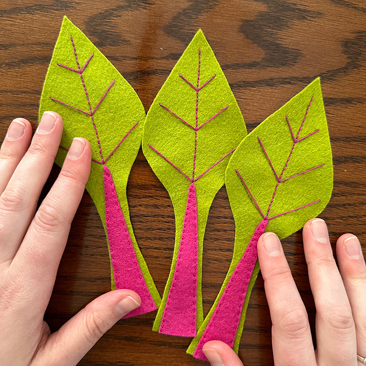 Stitched beet leaves