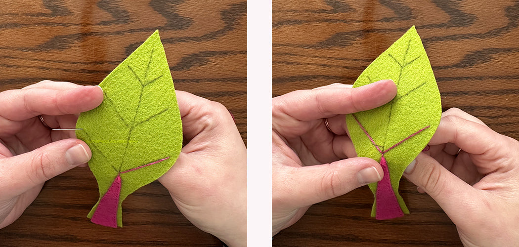 Stitching veins on leaf