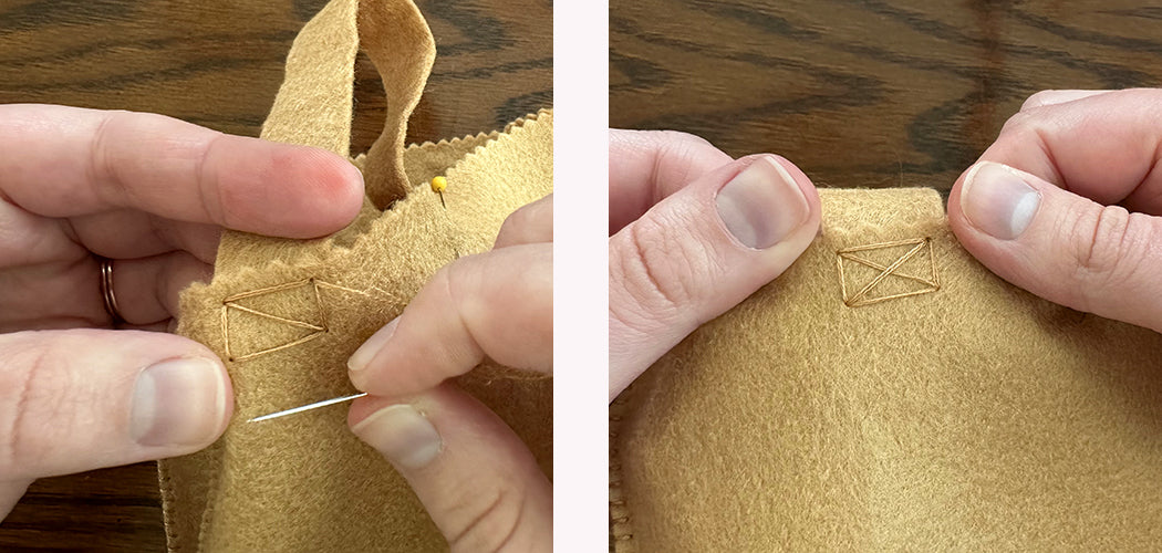 Demonstrating box stitch
