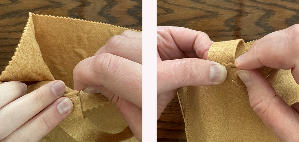 Attaching bag handles with box stitch