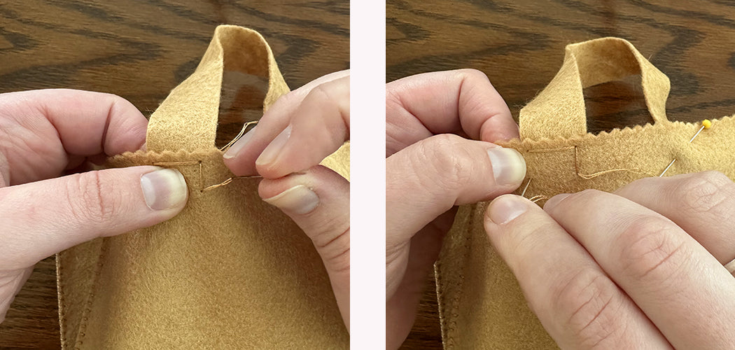 Demonstrating box stitch