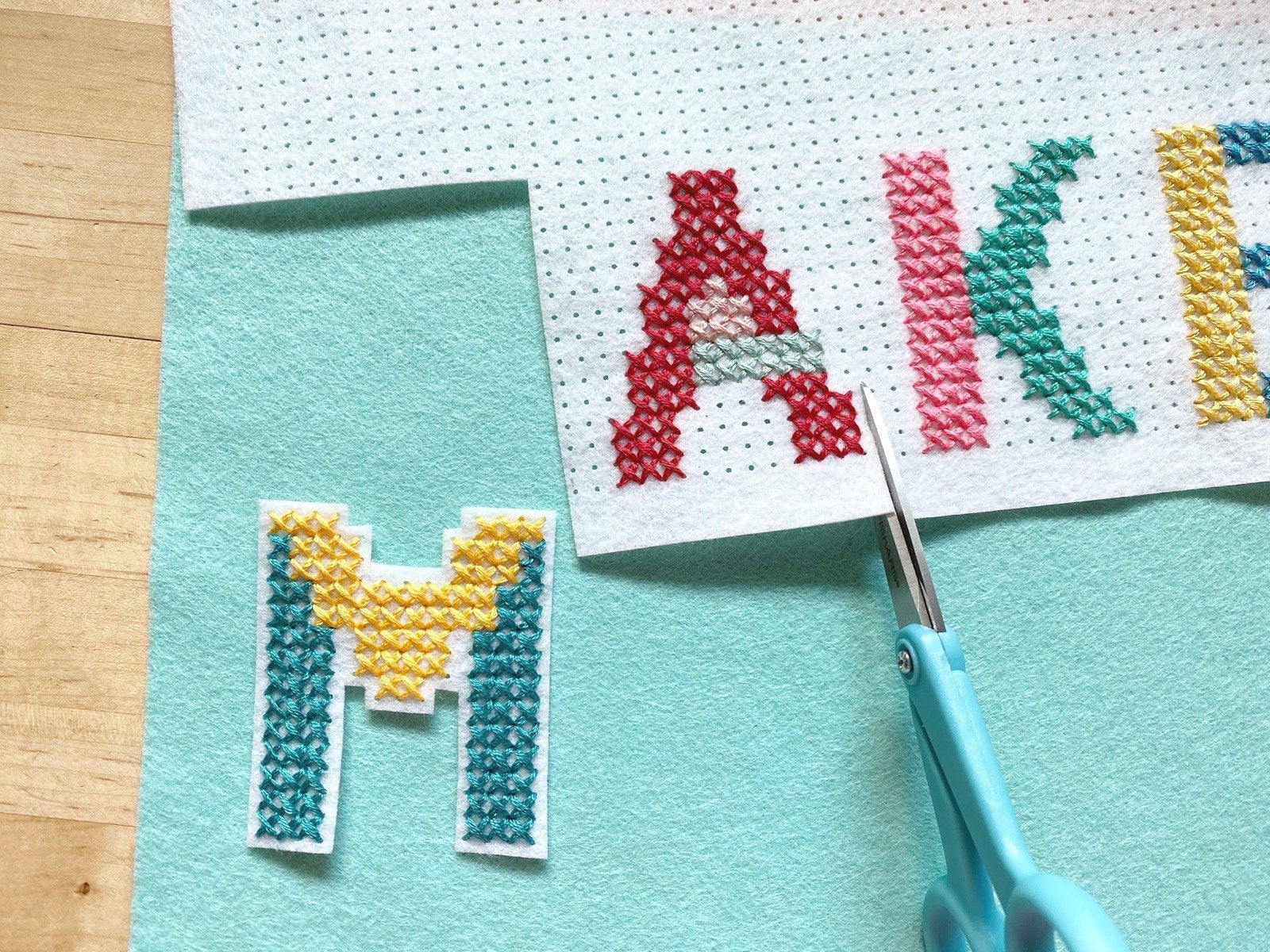 Stitchable felt letters