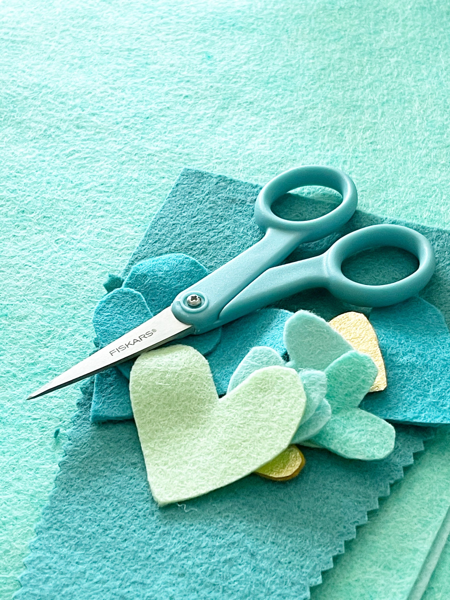 Cutting felt hearts