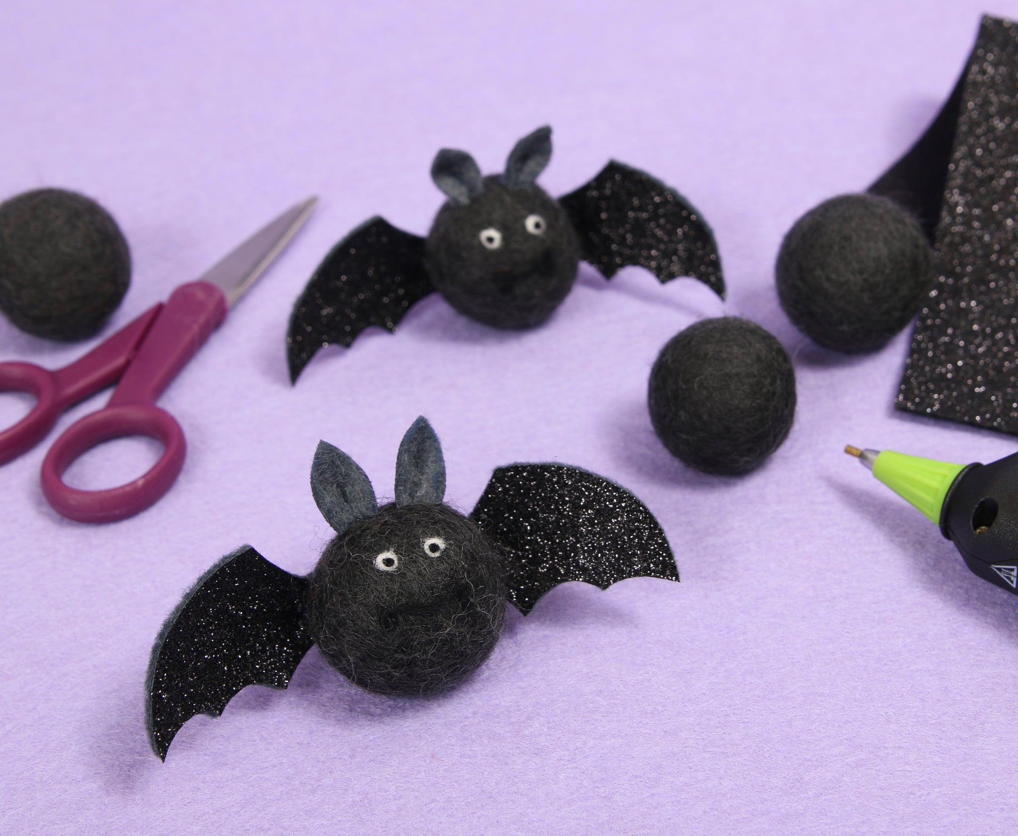 Decorative Bats on Black Craft Plastic 