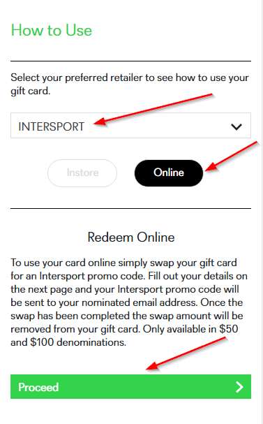 How to Redeem INTERSPORT Gift Cards Online