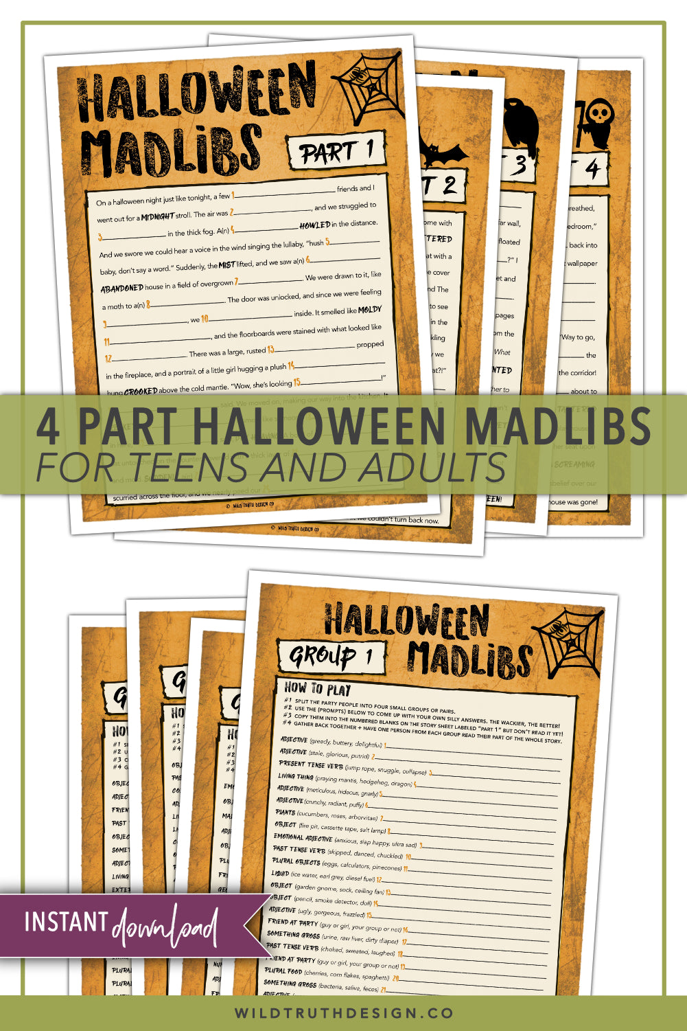 Scary Fun Halloween Mad Libs Party Game For Adults & Teens (Printable