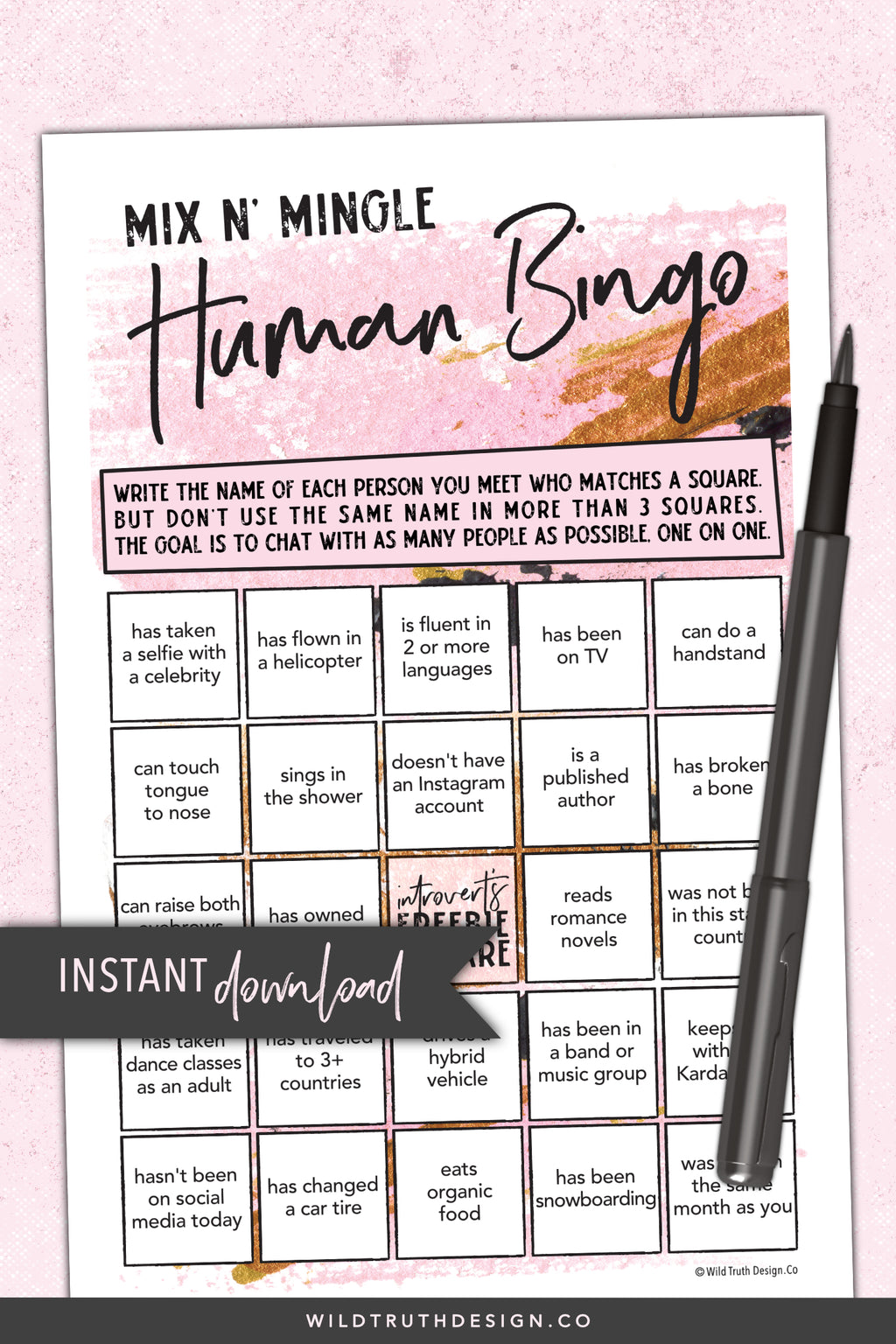 human bingo icebreaker womens party game printable wild truth