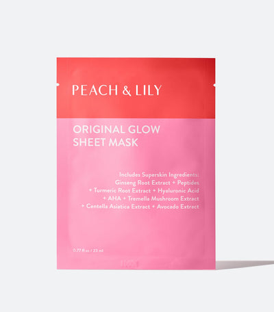 A package of Peach & Lily Original Glow Sheet Mask