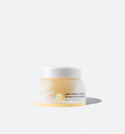 A jar of Saturday Skin Yuzu Vitamin C Sleep Mask 