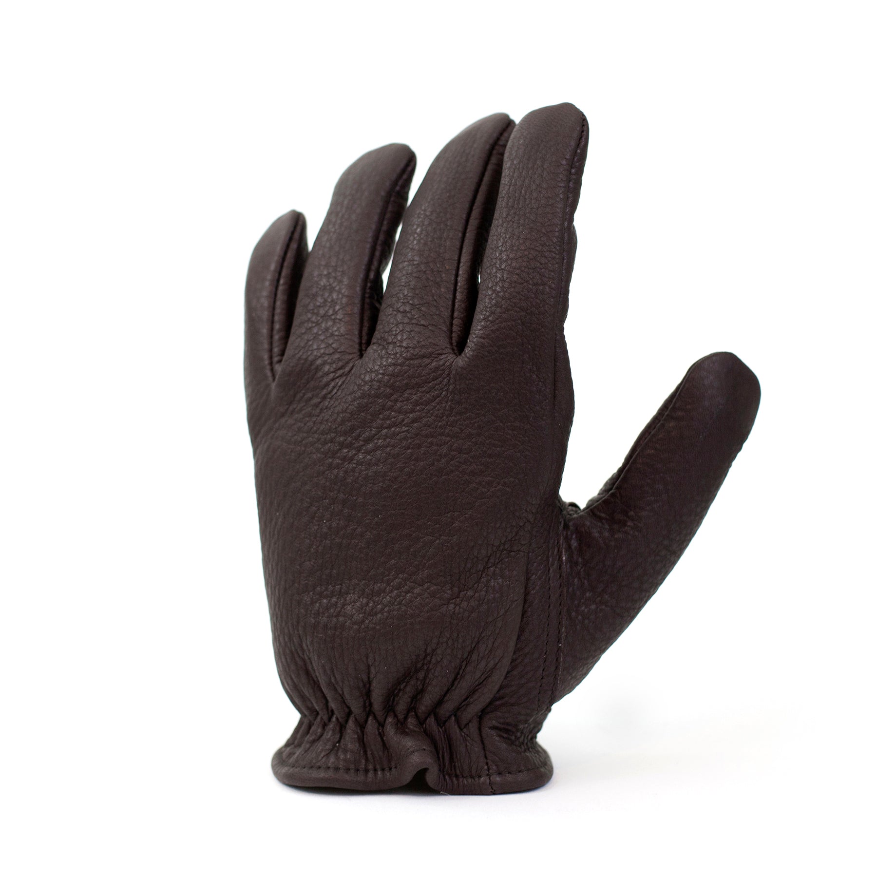 black and brown leather gloves