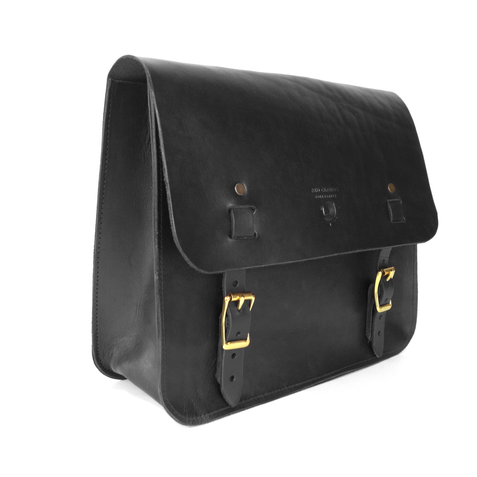 black leather saddle bags