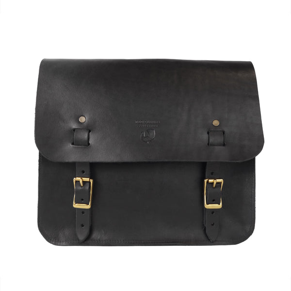 black leather saddle bags