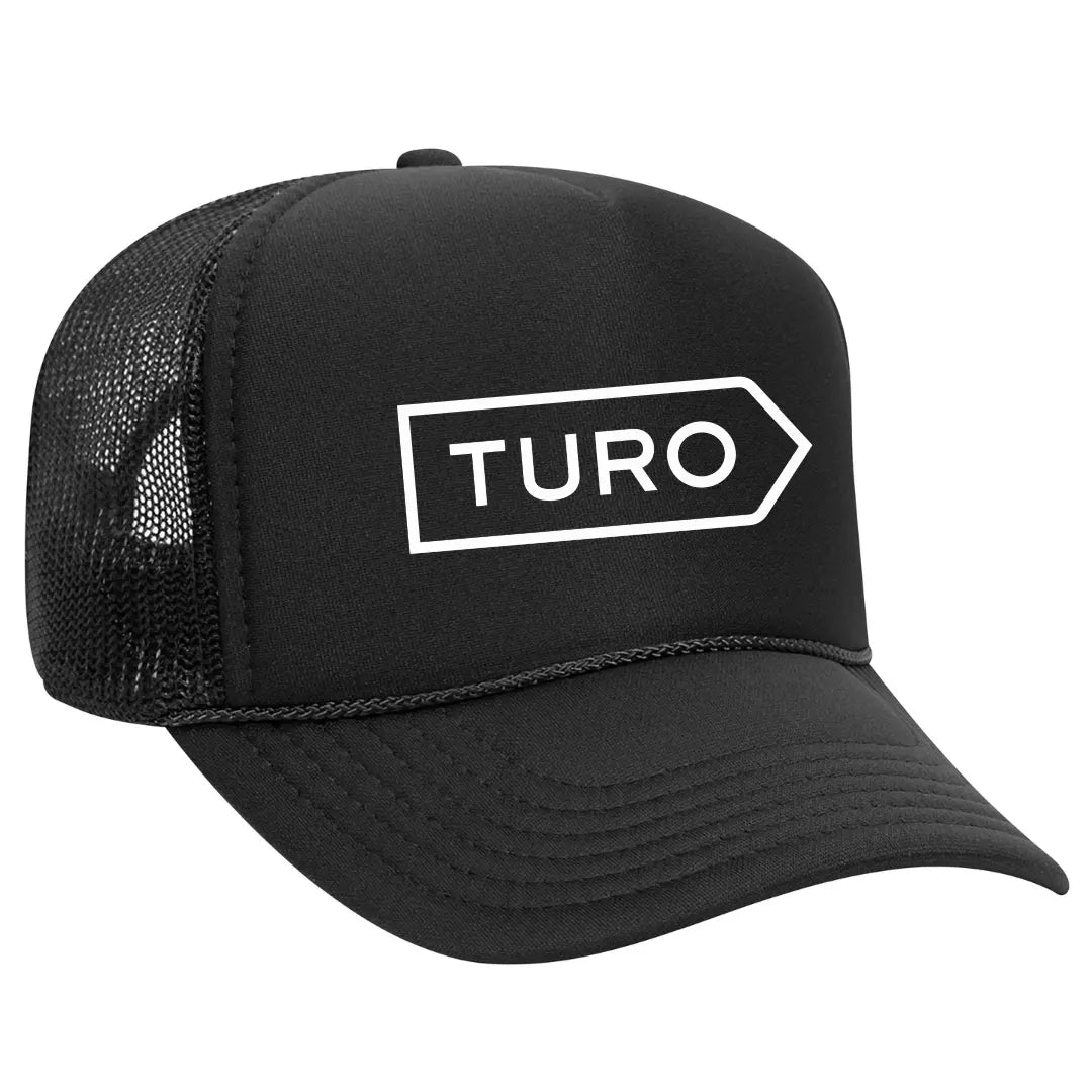 Stylish Black Trucker Hat with TURO Logo – Premium Mesh Back Cap for Turo Hosts