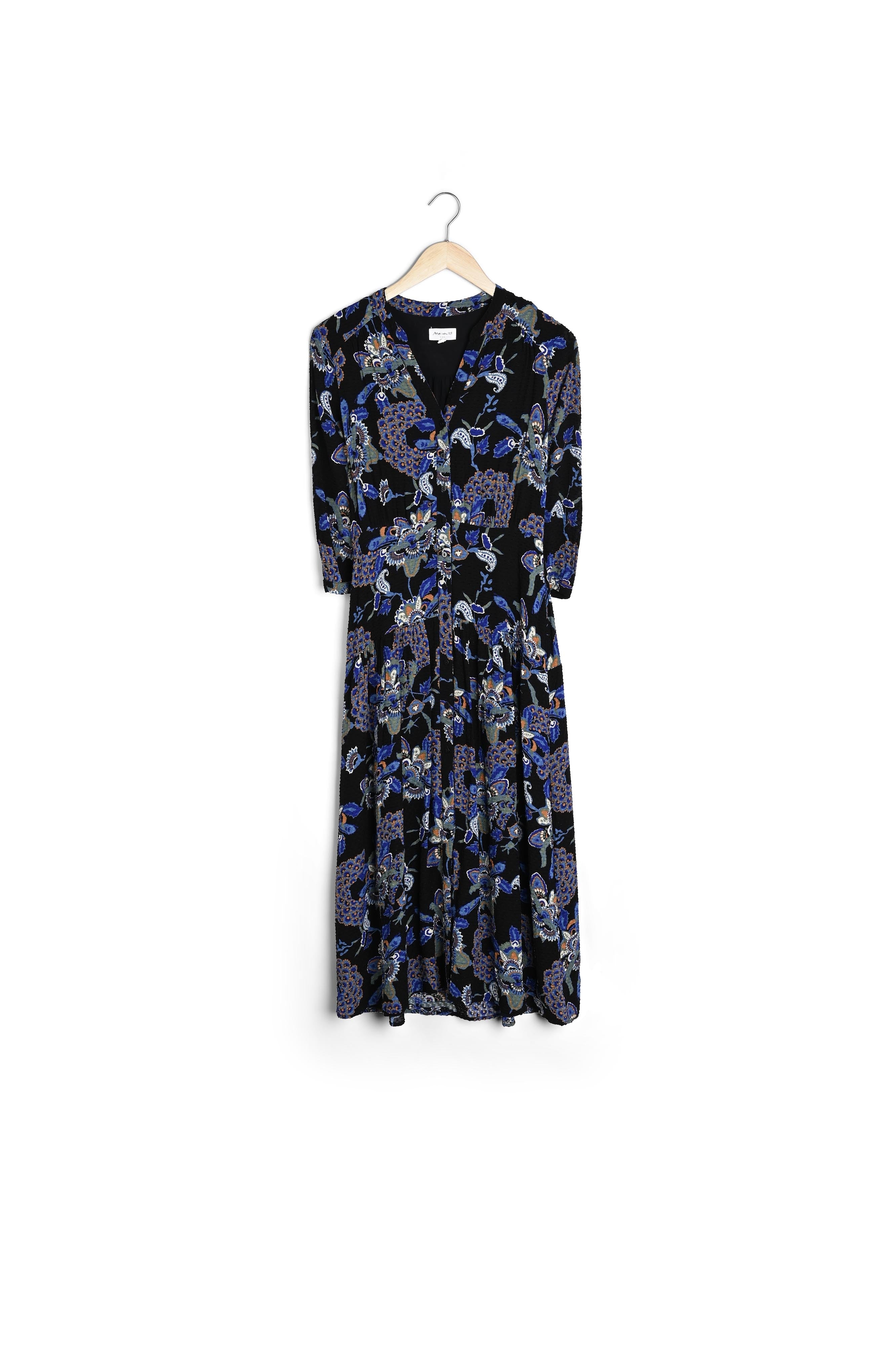 Robe chemise longue à l'imprimé floral bleu Sia