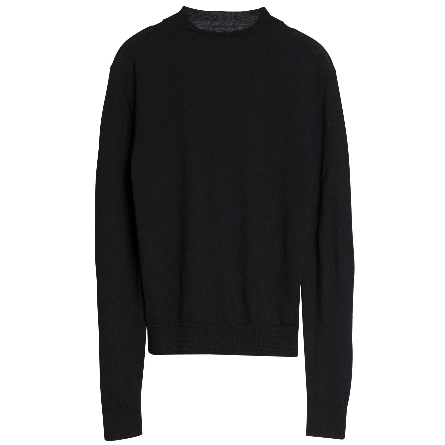 Jersey Stitch Wool Mock Neck Pullover Sweater