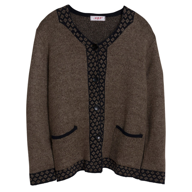 Jacquard Viscose Blend Single Knit Cardigan