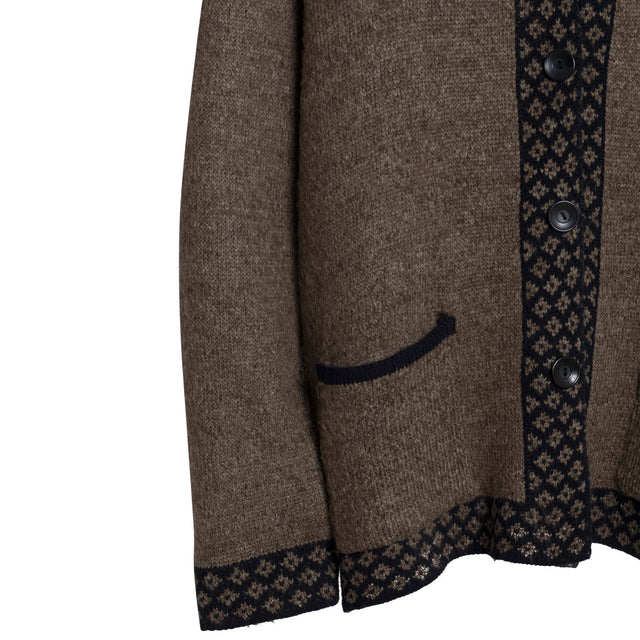 Jacquard Viscose Blend Single Knit Cardigan