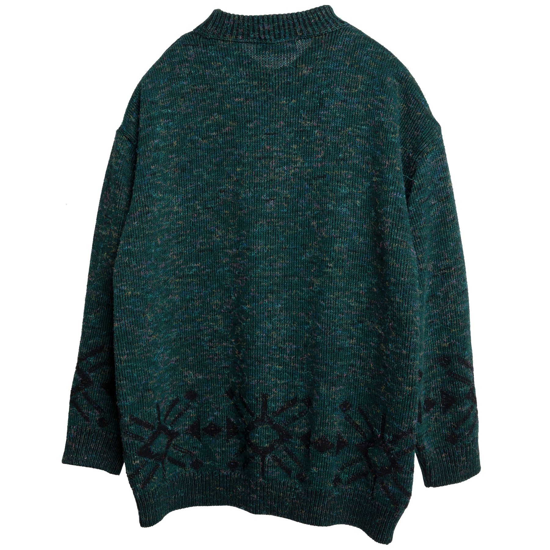 Intarsia Melange Wool 1x1 Rib Knit Studded Jumper