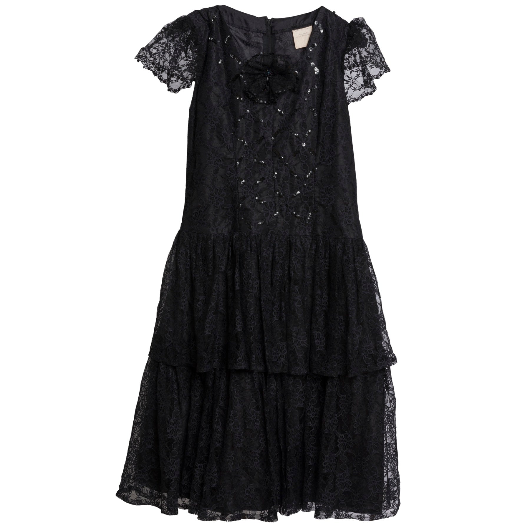 Tulle Mesh Polyamide Floral Sequin Renaissance Midi Dress