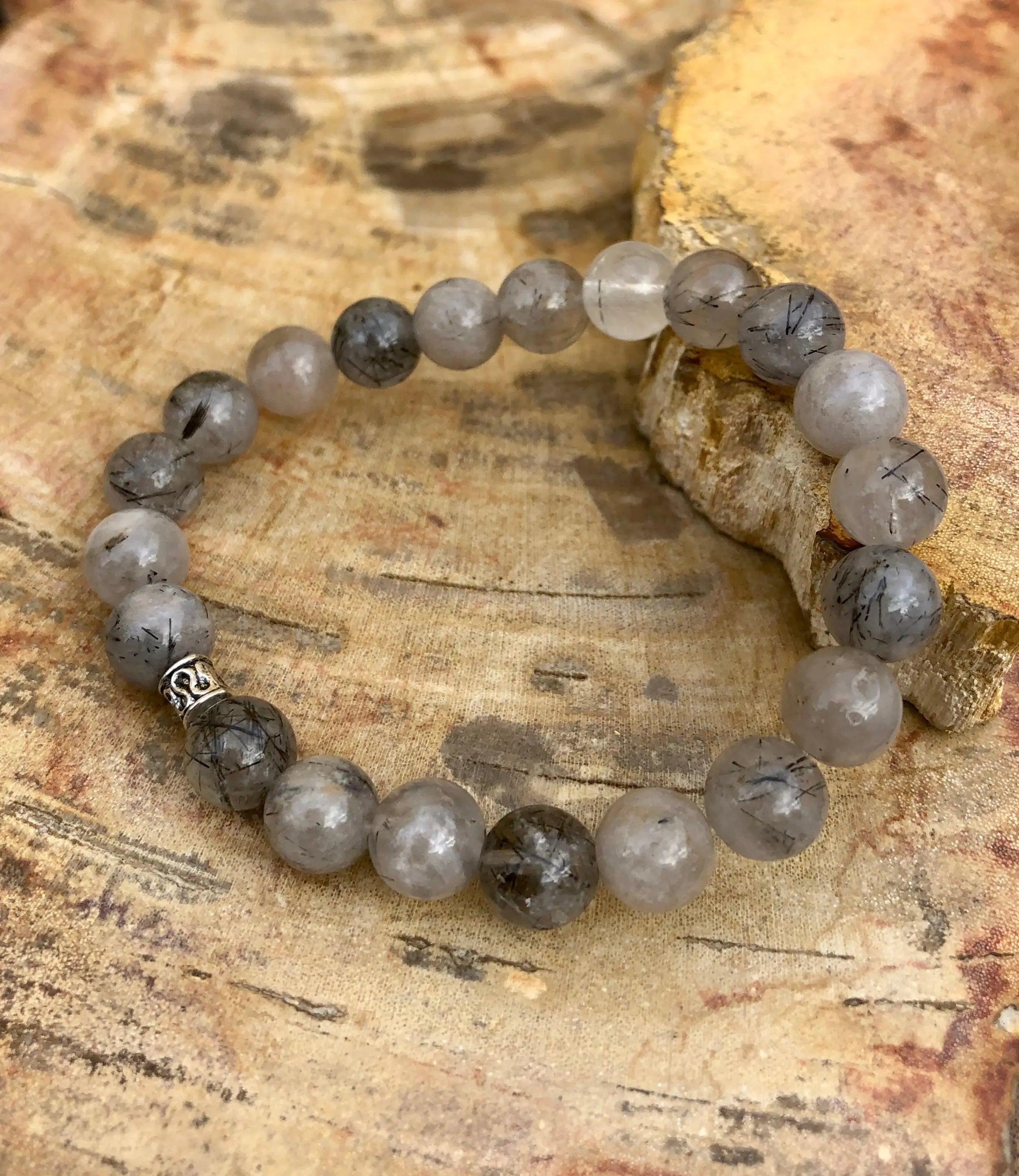 Black Tourmaline Quartz Bracelet with Crystals