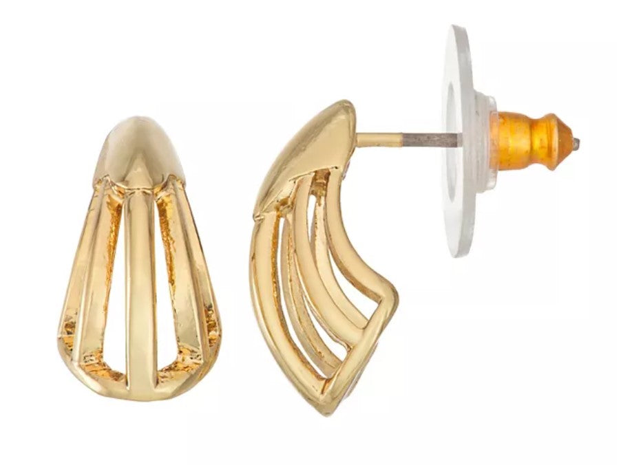 Gold Tone Golden Age Curved Stud Earrings by Napier