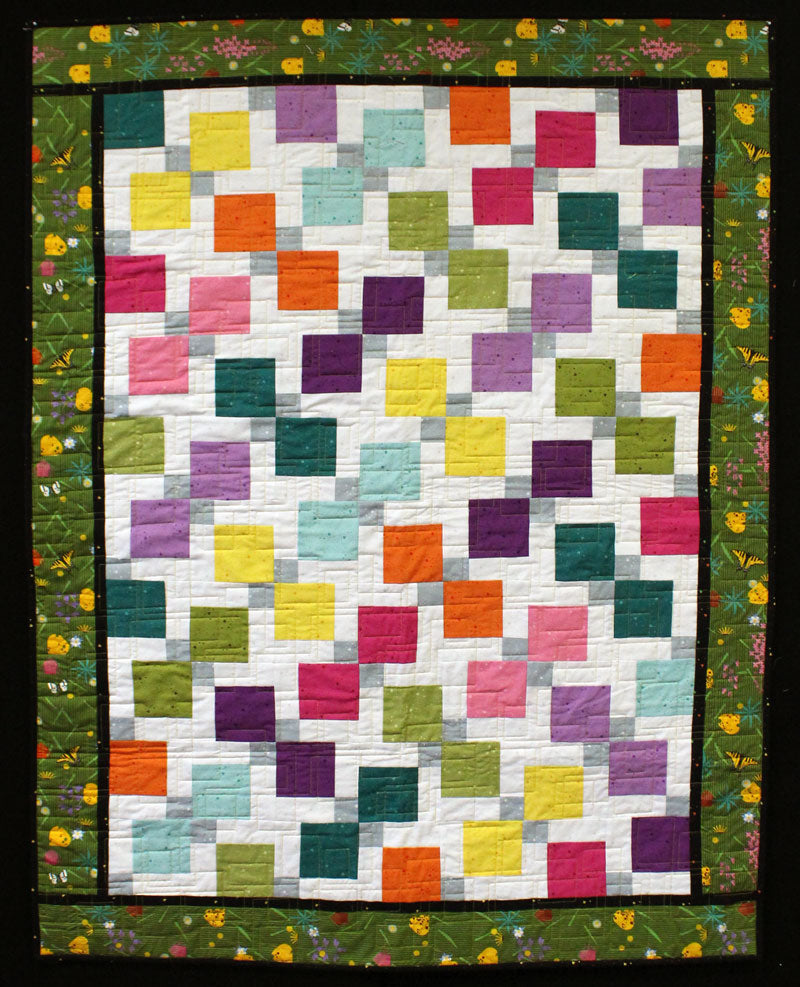 Completed Disappearing 9 Patch quilt using Kitty Litter fabrics